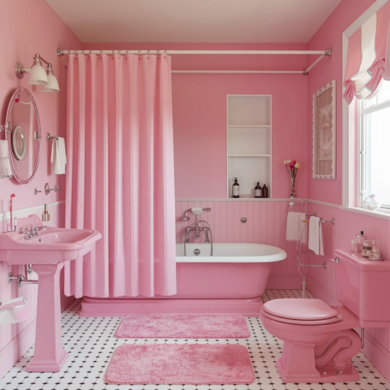 24 Pink Retro Bathroom Ideas